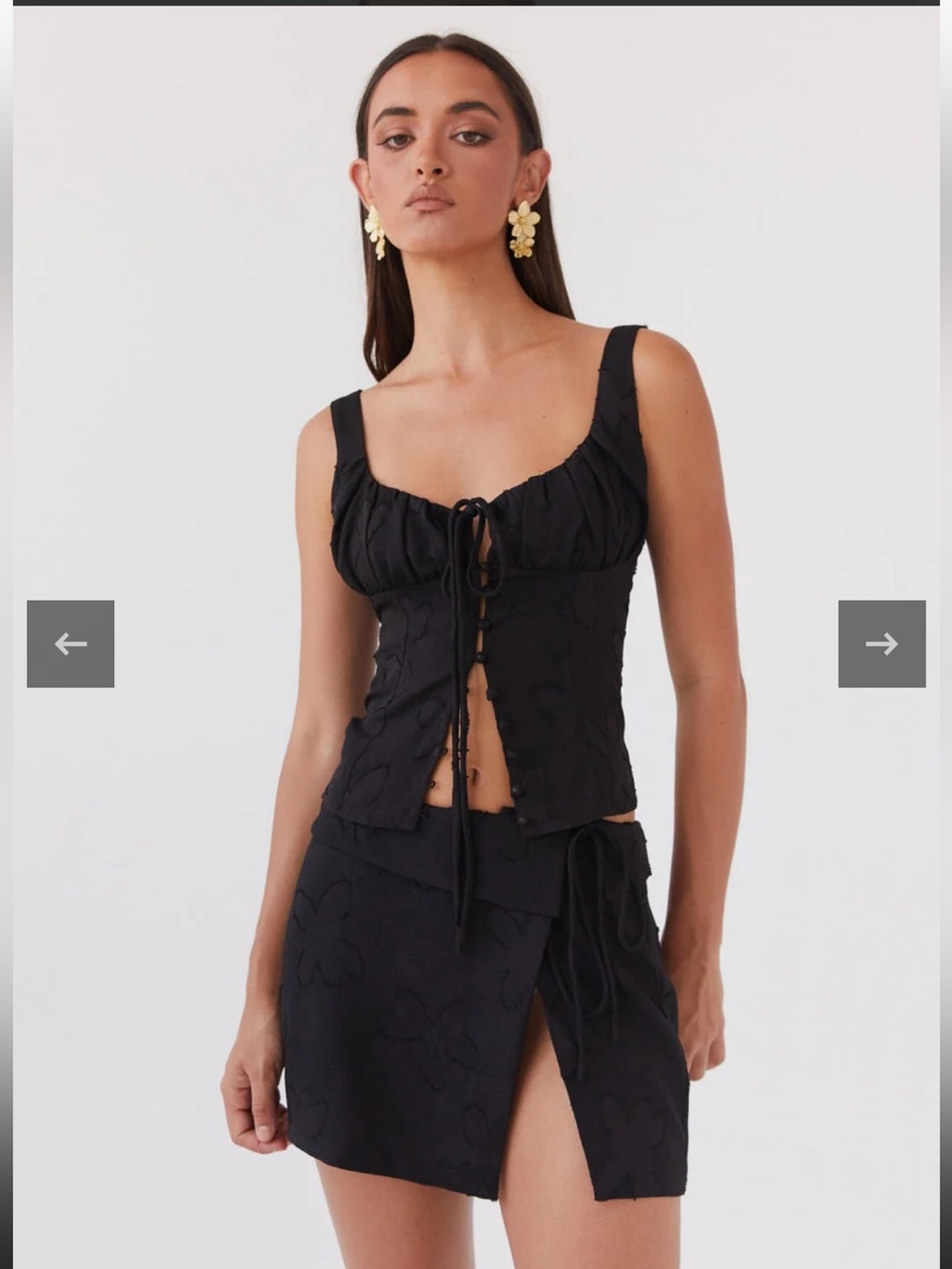 Peppermayo Black Lace-Texture Corset Tank